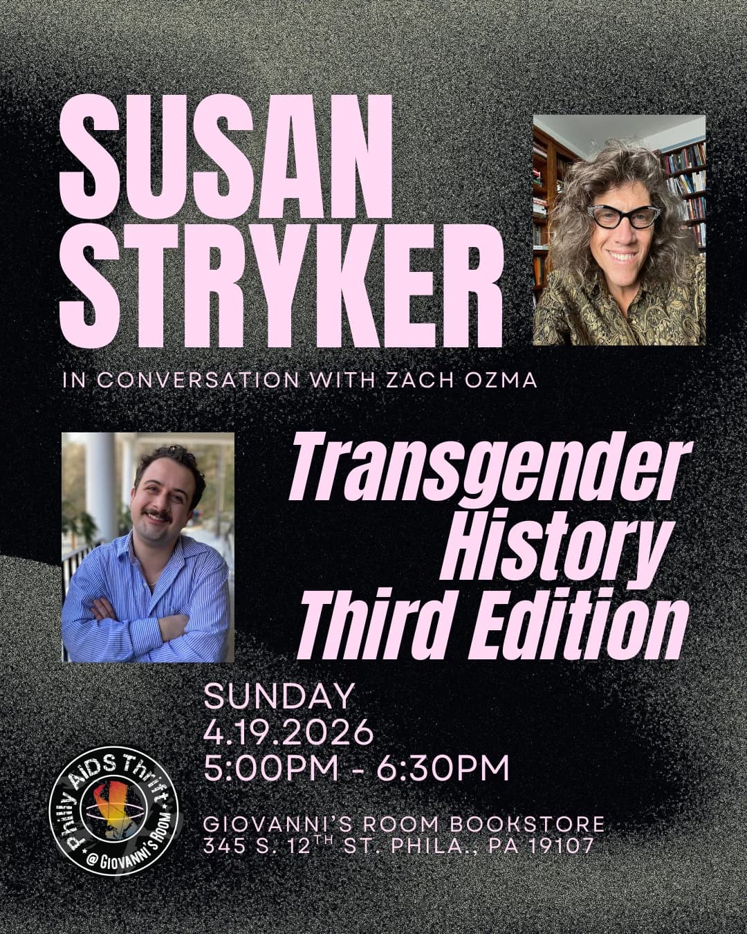Susan Stryker signing Transgender History 3rd Edition in conversation with Zach Ozma