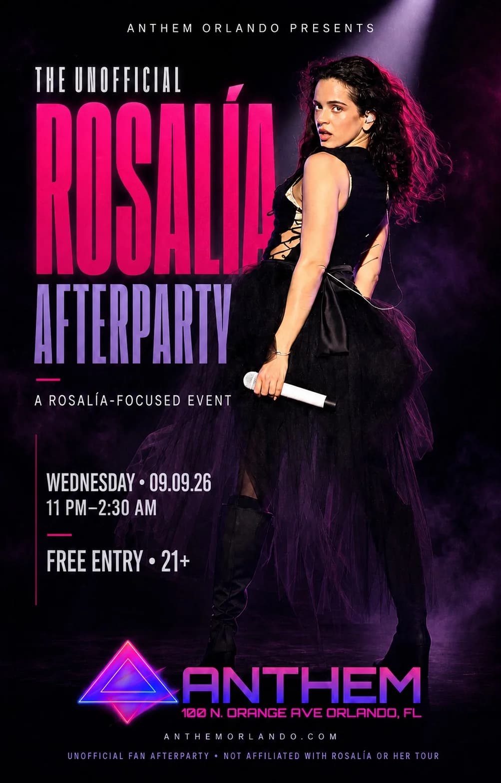 The Unofficial Rosalía Afterparty at Anthem Orlando Wednesday