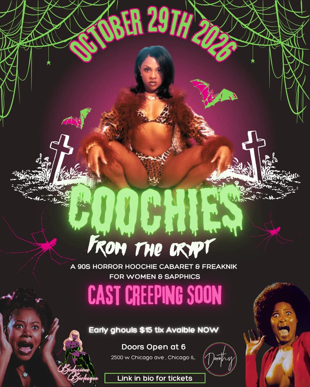 Coochies From The Crypt: a 90s Horror Hoochie Cabaret & Freaknik For Lesbians & Sapphics