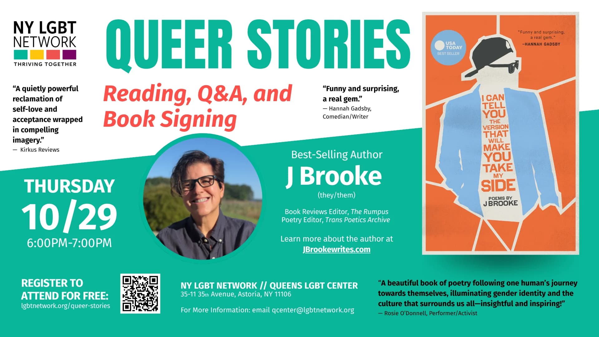 Queer Stories: An Evening with J Brooke